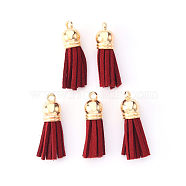 Faux Suede Tassel Pendant Decorations, with CCB Plastic Cord Ends, Light Gold, 33~35x10mm, Hole: 2.5mm(X-FIND-R095-021LG)