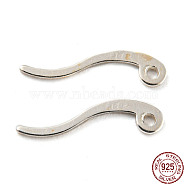 925 Sterling Silver Brass Earring Pins, Ear Stick with Hole, with S925 Stamp, Silver, 13x3x0.7mm, Hole: 0.8mm, Pin: 0.7mm(STER-Z004-05A)