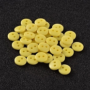 2-Hole Flat Round Resin Sewing Buttons for Costume Design, Gold, 9x2mm, Hole: 1mm(BUTT-E119-14L-18)