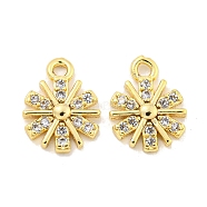 Brass Micro Pave Clear Cubic Zirconia Charms, Snowflake, Golden, 11.5x8.5x2mm, Hole: 2.5mm(KK-Z044-16G)