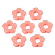 Opaque Acrylic Bead Frames, Flower, Coral, 19x20x3.5mm, Hole: 1.6mm, Inner Diameter: 6.5mm, about 632pcs/500g(SACR-TAC0004-01C)