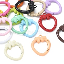 Spray Paint Alloy Spring Gate Rings, Strawberry, Mixed Color, 32.5x27.5x5mm, Hole: 2x3.5mm(AL-CBA95B0-01)
