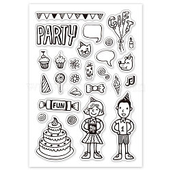 PVC Plastic Stamps, for DIY Scrapbooking, Photo Album Decorative, Cards Making, Stamp Sheets, Birthday Themed Pattern, 16x11x0.3cm(DIY-WH0167-56-31)