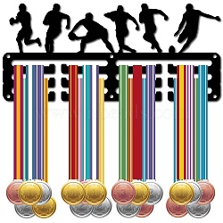 Sports Theme Iron Medal Hanger Holder Display Wall Rack, 3-Line, with Screws, Javelin, Rugby, 130x290mm, Hole: 5mm(ODIS-WH0055-233)