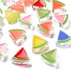 Transparent Enamel Acrylic Beads, Watermelon, Mixed Color, 23.5x25.5x9mm, Hole: 3.5mm(X-TACR-S155-001)