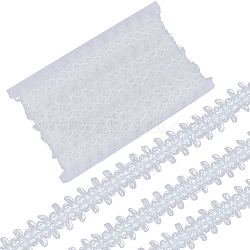 Polyester Lace Trims, Hollow Flower Lace Ribbon, Garment Accessories, White, 1 inch(26mm)(OCOR-GF0002-74)