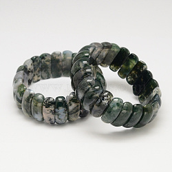 Natural Moss Agate Stretch Bracelets, 51~54mm(BJEW-O130-02)