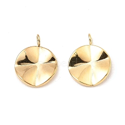 304 Stainless Steel Charms, Flat Round Charm, Real 18K Gold Plated, 13x10x2mm, Hole: 2mm(STAS-A089-11G)