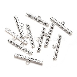 Alloy Chandelier Components Links, Lead Free & Cadmium Free, Rectangle/Bar, Antique Silver, 10.7x44.5x2mm, Hole: 1.2mm and 3.3mm(PALLOY-F277-26AS-RS)