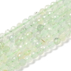 Natural Prehnite Beads Strands, Faceted, Round, 4~4.5mm, Hole: 0.7mm, about 88~107pcs/strand, 14.80~15.59''(37.6~39.6cm)(G-G139-A05-03)