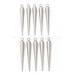 304 Stainless Steel Pendants, Cone Charm, Nickel Free, Stainless Steel Color, 45x6mm, Hole: 2.5mm(X-STAS-F327-01P)