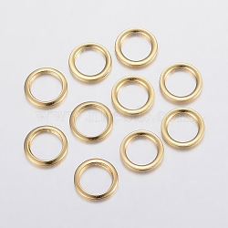 304 Stainless Steel Linking Rings, Real 24k Gold Plated, 8x1mm, Hole: 6mm(STAS-F155-06G-8mm)