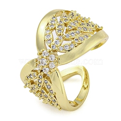 Infinity Brass Micro Pave Clear Cubic Zirconia Open Cuff Rings, for Women, Golden, 14mm, Adjustable(RJEW-Z046-05G-02)