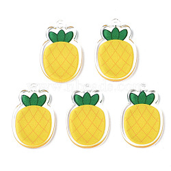 Translucent Acrylic Pendants, Double-Faced Printed, Pineapple, Gold, 27x18x2mm, Hole: 2mm(TACR-N013-015)