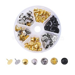 Brass Brooch Findings, Mixed Color, 8x2cm, 60pcs/box(KK-TA0008-04)