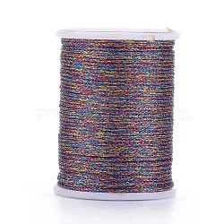 Polyester Braided Cord, with Metallic Cord, Colorful, 1mm, about 7.65 yards(7m)/roll(OCOR-G006-02-1.0mm-19)
