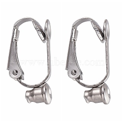 304 Stainless Steel Clip-on Earring Converters Findings, for Non-Pierced Ears, Stainless Steel Color, 20.5x7.5x10mm, Hole: 0.7mm(STAS-O110-20P)