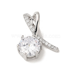 Micro Pave Clear Cubic Zirconia Pendants, Round, 19x14.5x5.5mm, Hole: 3x5mm(KK-S351-02P-02)