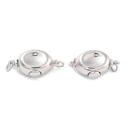 925 Sterling Silver Box Clasps, Oval, Real Platinum Plated, 7x14x5mm(STER-H111-09B-P)
