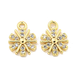 Brass Micro Pave Clear Cubic Zirconia Charms, Snowflake, Golden, 11.5x8.5x2mm, Hole: 2.5mm(KK-Z044-16G)