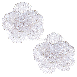 2Pcs Iron & ABS Imitation Pearl Shoe Buckle Clips, Shoes Decoration, Flower, White, 53x53x25mm(DIY-FH0008-23)