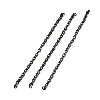 Ion Plating(IP) 304 Stainless Steel Cable Chains, Unwelded, Electrophoresis Black, 1.5x2x0.4mm, about 0.16 Foot(0.05m)/pc