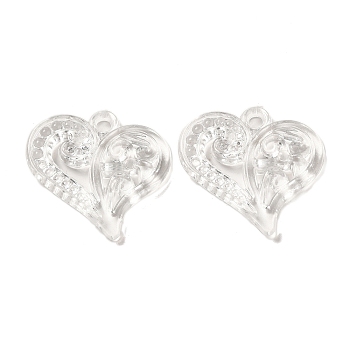 Valentine's Day Transparent Acrylic Pendants, Heart & Flower Charms, Clear, 27.5x29x4.5mm, Hole: 2.8mm, about 312pcs/500g