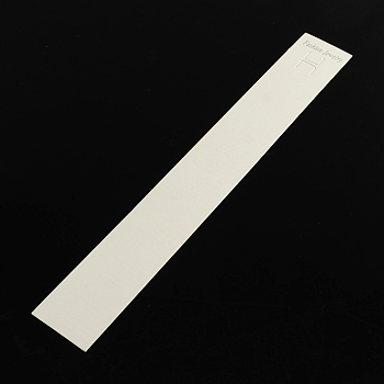 Rectangle Shape Cardboard Display Cards, Used For Necklace, Bracelet and Mobile Pendants, White, 209x29x0.5mm