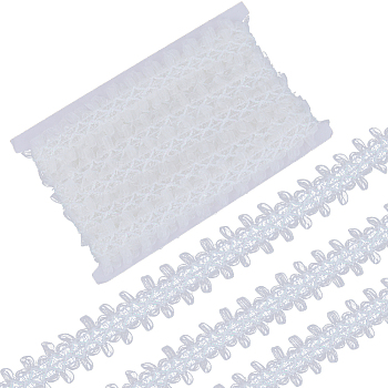 Polyester Lace Trims, Hollow Flower Lace Ribbon, Garment Accessories, White, 1 inch(26mm)