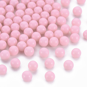 Opaque Acrylic Beads, No Hole, Round, Pink, 4mm, about 14000pcs/500g