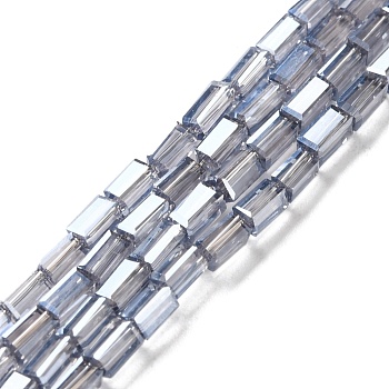 Electroplate Transparent Glass Beads Strands Pearl Luster Plated, Facted, Rectangle, Light Steel Blue, 4.8~5x2.5~3x2.5~3mm, Hole: 1mm, about 96pcs/strand, 18.90''(48cm)