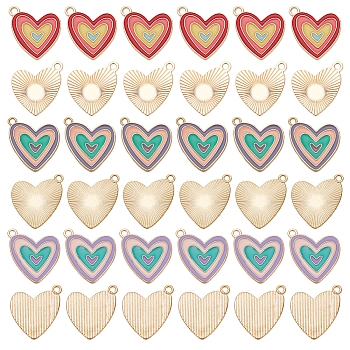 36Pcs 3 Style Alloy Enamel Pendants, Heart, Mixed Color, 19~20x17.5~20x1.5mm, Hole: 1.5~1.8mm, 12pcs/style