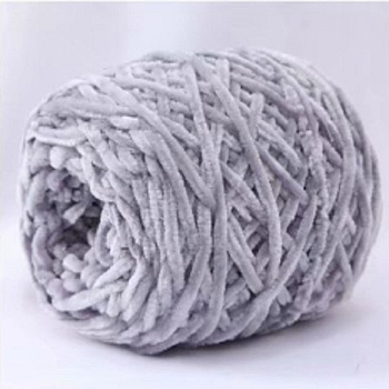 Wool Chenille Yarn, Velvet Cotton Hand Knitting Threads, for Baby Sweater Scarf Fabric Needlework Craft, Light Steel Blue, 5mm, 95~100g/skein