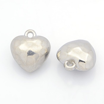 CCB Plastic Heart Pendants, Faceted, Platinum, 20x18x11mm, Hole: 2mm
