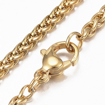 304 Stainless Steel Rope Chain Necklaces, with Lobster Claw Clasps, Golden, 16.14 inch(41cm), 2.5mm