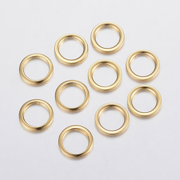 304 Stainless Steel Linking Rings, Real 24k Gold Plated, 8x1mm, Hole: 6mm
