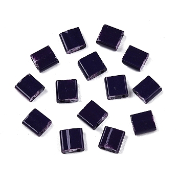 2-Hole Glass Seed Beads, Antique Style, Rectangle, Indigo, 5x4.5~5.5x2~2.5mm, Hole: 0.5~0.8mm