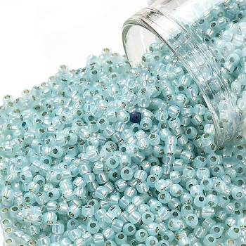 TOHO Round Seed Beads, Japanese Seed Beads, (2116) Silver Lined Light Aqua, 11/0, 2.2mm, Hole: 0.8mm, about 1110pcs/bottle, 10g/bottle