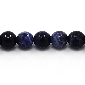 Natural Sodalite Beads Strands, Round, 12mm, Hole: 1mm, about 16pcs/strand, 7.6 inch