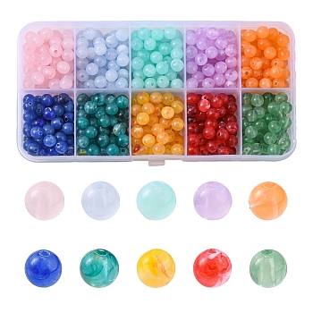 600Pcs 10 Colors Round Imitation Gemstone Acrylic Beads, Mixed Color, 6mm, Hole: 1.5mm, about 60pcs/color