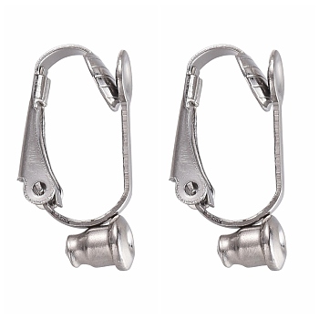 304 Stainless Steel Clip-on Earring Converters Findings, for Non-Pierced Ears, Stainless Steel Color, 20.5x7.5x10mm, Hole: 0.7mm