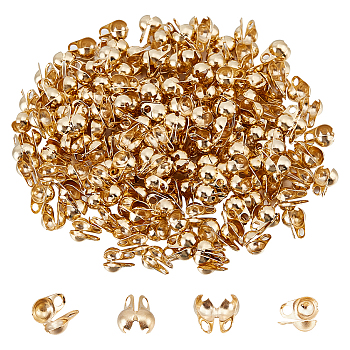 200Pcs 304 Stainless Steel Bead Tips, Calotte Ends, Clamshell Knot Cover, Golden, 6.5x4.5x3mm, Hole: 1.4mm