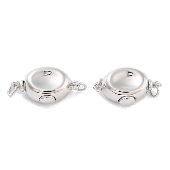 925 Sterling Silver Box Clasps, Oval, Real Platinum Plated, 7x14x5mm