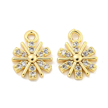 Brass Micro Pave Clear Cubic Zirconia Charms, Snowflake, Golden, 11.5x8.5x2mm, Hole: 2.5mm