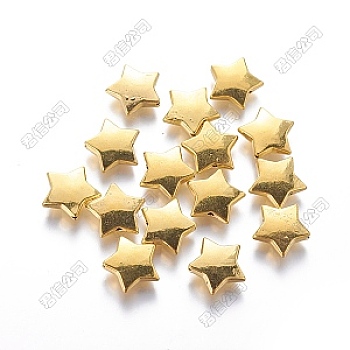 Tibetan Style Alloy Beads, Christmas Star, Cadmium Free & Lead Free, Antique Golden, 16x17x4mm, Hole: 1mm