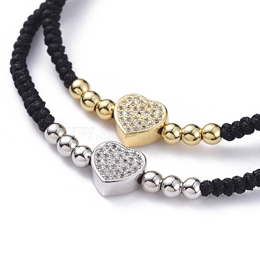 Heart Adjustable Brass Nylon Thread Braided Bracelets(BJEW-JB04986-02)-2
