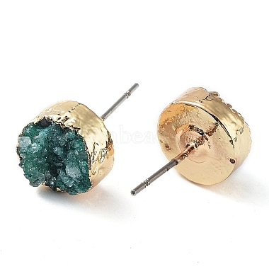 Natural Druzy Agate Stud Earrings(EJEW-L168-02A)-2