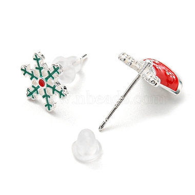 Christmas Theme Brass Asymmetrical Earrings(EJEW-D062-01C-S)-2