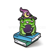 Frog Enamel Pin, Black Alloy Brooch for Backpack Clothes, Book, 30.5x20x1mm(JEWB-P025-A01)