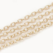 Brass Cable Chains, Soldered, with Spool, Oval, Real 18K Gold Plated, 2.5x2.1x0.4mm, about 98.42 Feet(30m)/roll(CHC-S003-11G)